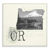 A Stupell Lakberendezés Oregon Fekete-fehér fénykép Krémpapír képeslap fali plakett művészet