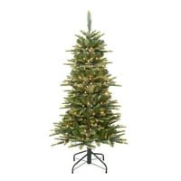 Előre megvilágított 4,5 ' vékony Aspen fenyő mesterséges karácsonyfa fényekkel, Zöld