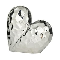 12 11 Ezüst porcelán dimenziós szögletes origami ihlette szívszobrászat