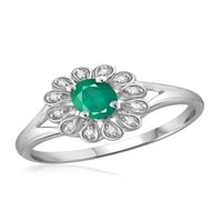 0. karátos smaragd drágakő és karátfehér gyémánt gyűrű