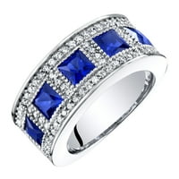 A CT Princess Cut készítette a Blue Sapphire Channel gyűrűs gyűrűt ezüstben