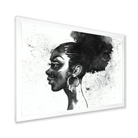 Designart 'Afro -amerikai nő fekete -fehér portréja I' Modern keretes művészeti nyomtatás