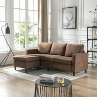 Aukfa modern szekcionált kanapé-reverzibilis tároló oszmán kis űr- nappali bútorkészlet- poliészter- szürke