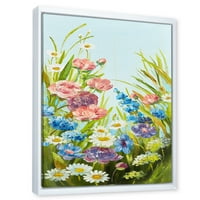 Csendélet színes vadvirágok levelekkel III keretes festmény vászon Art Print