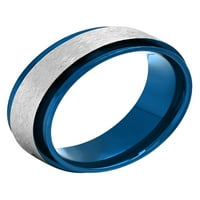 Férfi rozsdamentes acél kék IP fagyasztott Befejezés esküvői zenekar-férfi gyűrű
