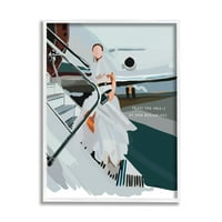 A Stupell Industries új kezdetének varázslatos felemelő nő bepillantása Repülőgép grafikus fehér keretes művészet nyomtatott