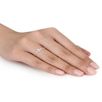 Carat T.W. Gyémánt 14KT rózsa arany háromköves eljegyzési gyűrű