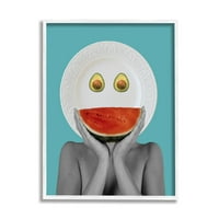 Stupell Industries Quirky Absztrakt gyümölcslemez fej görögdinnye Avokádó 14, Tervez: Aelier plakátok