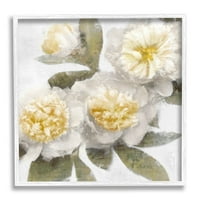 Virágzó sárga bazsarózsa virágszirmok Botanikus és virággrafikus művészet fehér keretes művészet nyomtatott fali művészet