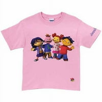 Személyre szabott SID A Science Kid és Friends in-A-Row lányok pólója, rózsaszín