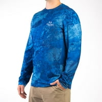 Realtree Wav Camo Standard Blue Férfi Hosszú ujjú teljesítményű halászati ​​póló