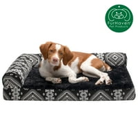 FurHaven Pet Products Southwest Kilim Memory Foam Deluxe L-kanapéágy kutyáknak és macskáknak-Fekete medál, közepes