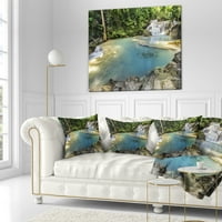 Designart Erawan Waterfall Top View - Photography Dring Pillow - 18x18