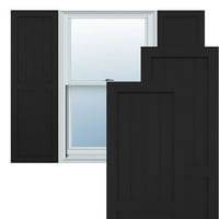 Ekena Millwork 15 W 32 H True Fit PVC parasztház sík panel kombinált rögzített redőnyök, fekete