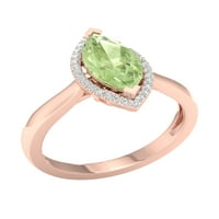 Imperial Gemstone 10K rózsa arany marquise vágott zöld ametiszt ct tw gyémánt halo női gyűrű